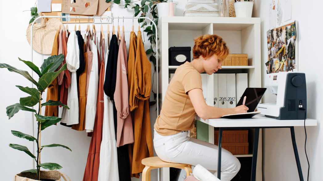 Photo of a woman searching on the computer