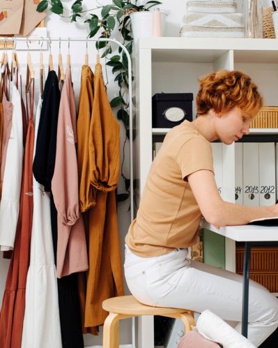 Photo of a woman searching on the computer